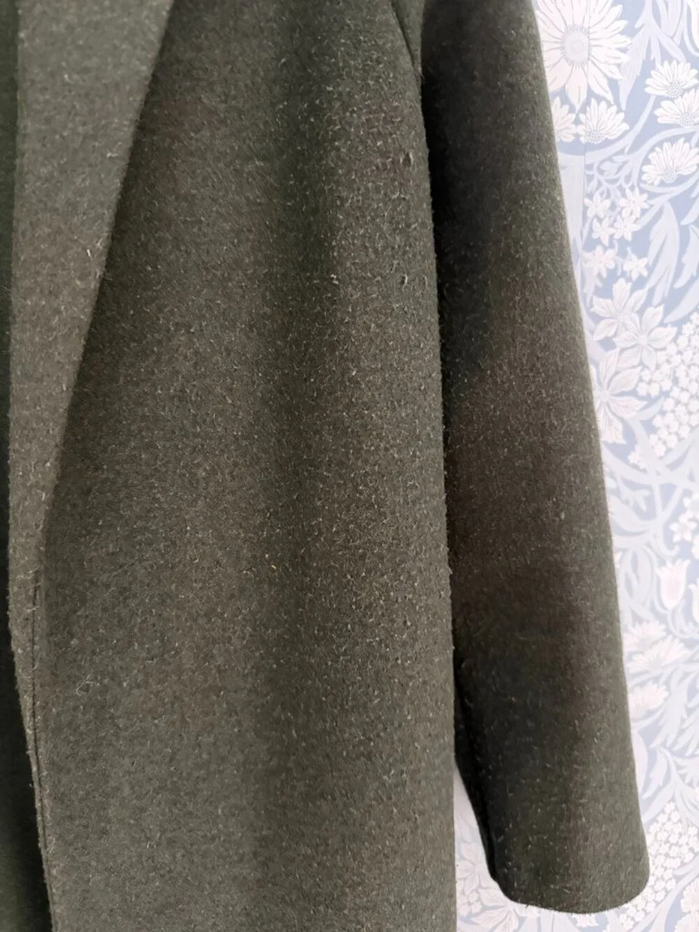 Zara Wool Blend Coat, Olive - Size Small
